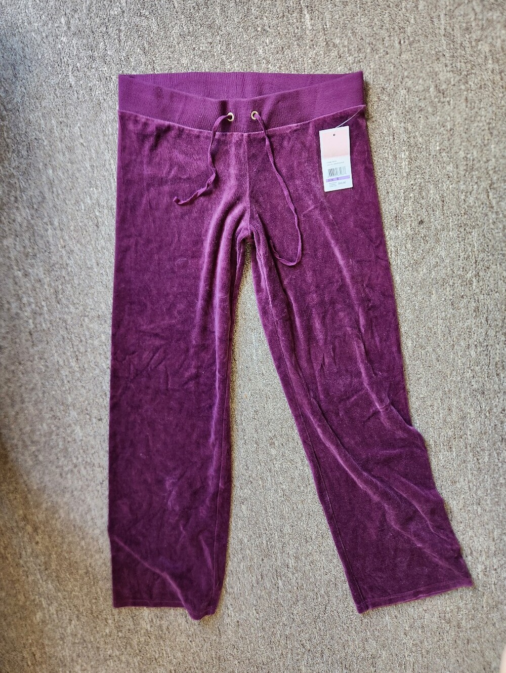 Plum Velvet Lounge Pants with Drawstring Waist